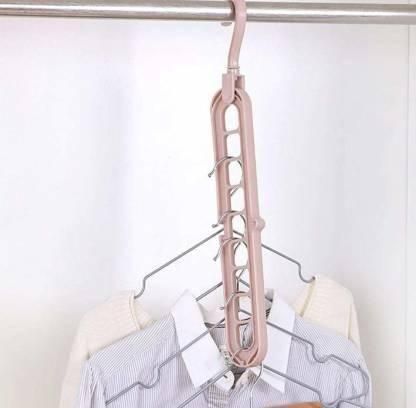 Hanger-Plastic Multi Functional Adjustable & Folding Clothes Hanger (Multicolor, Pack Of 3)