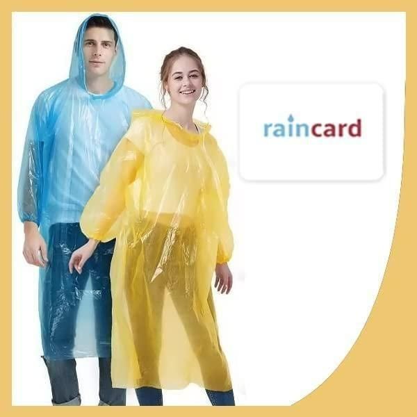Reusable Wallet Rain Card - Rain Coat for Adults (Set of 5)